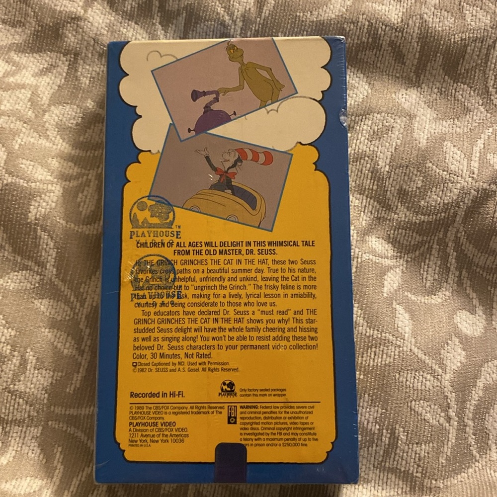 New & Sealed, Dr. Seuss The Grinch Grinches The Cat in The Hat, VHS, 1989 - Picture 5 of 10
